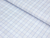 LIGHT BLUE WITH DARK BLUE SMALL CHECKS PREMIUM MIX COTTON SHIRT FABRIC.